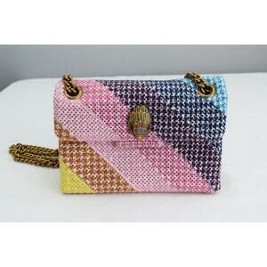 Kurt Geiger Rainbow Shoulder Bag The Kensington Small Chain Flap Striped Sparkle